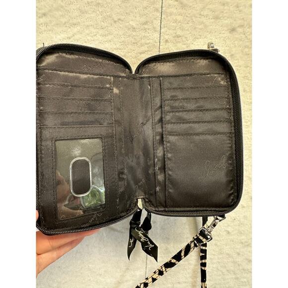 Vera Bradley Crossbody Wallet Purse Concerto Black White Pattern - Picture 9 of 10